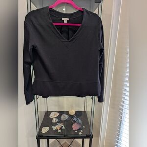 Cuyana Black V-Neck Sweatshirt Size XS